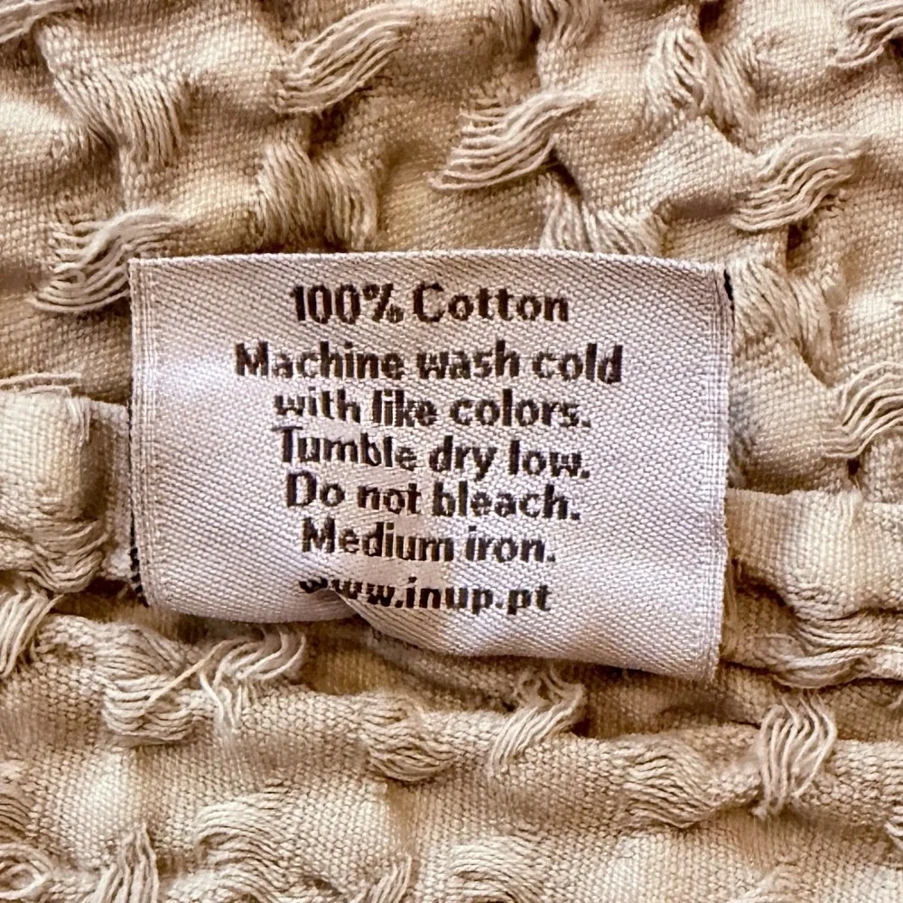 INUP Home Throw Blanket Cream Waffle Weave Ruffle Shabby Edge Coverlet‎ 64x52